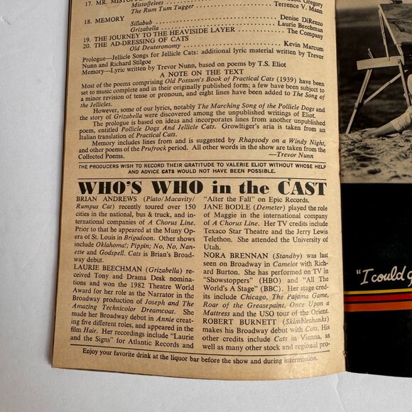 Cats October 7, 1982 Winter Garden Theatre 66 Pages Playbill No 3 Vol 10 - Picture 5 of 8